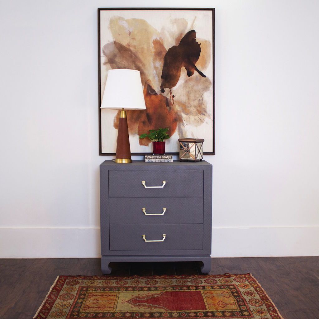 Camille Grey Grasscloth Drawer Chest by Worlds Away - Lifestyle - Fig Linens