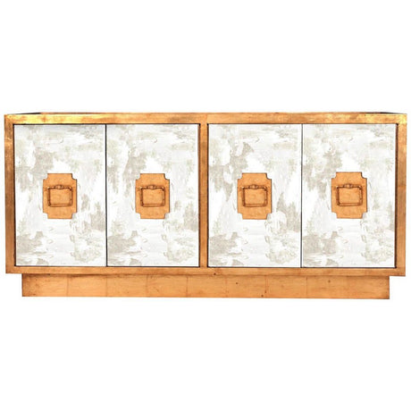 Worlds Away - Ponti Gold Leaf & Antique Mirror Entertainment Console | Fig Linens