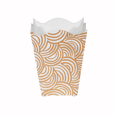 Fig Linens - Gold & White Square Wave Top Wastebasket | Fig Linens and Home