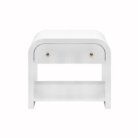 Esther White Side Table with Drawer by Worlds Away | Fig Linens and Home