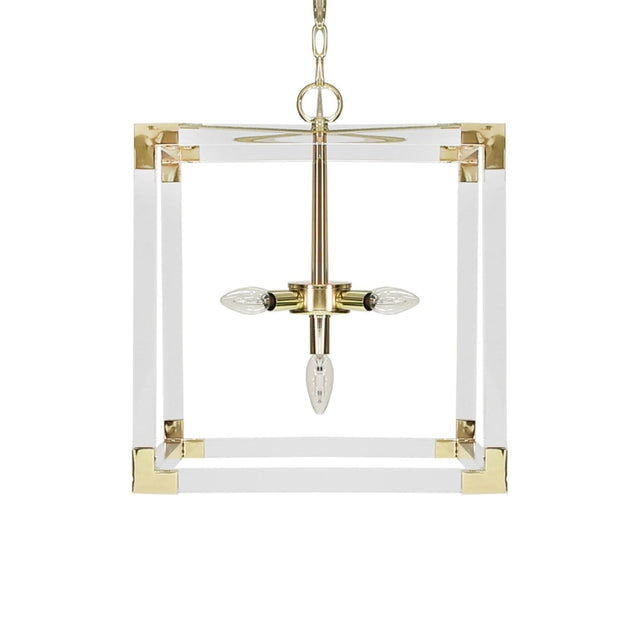 Eli Acrylic & Brass Square Pendant by Worlds Away | Fig Linens