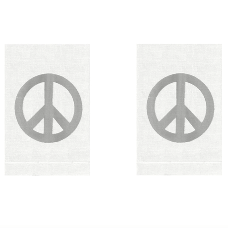 Silver Peace Sign Linen Guest Towels (Set of 2) | Fig Linens