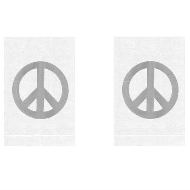 Silver Peace Sign Linen Guest Towels (Set of 2) | Fig Linens