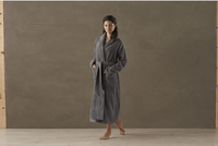 Thumbnail for Coyuchi Cloud Loom Organic Slate Gray Unisex Robes | Fig Linens