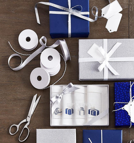 Blue & Silver Holiday Themed Napkins by Sferra | Fig Linens