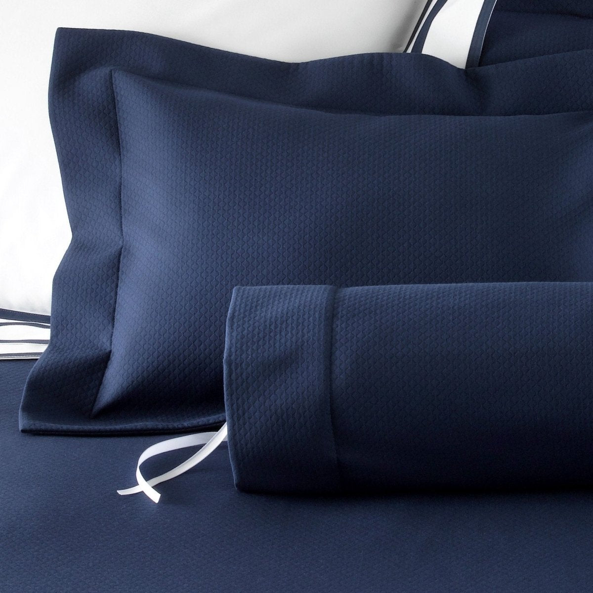 Elliot Pique Navy Bedding by Matouk - Fig Linens and Home