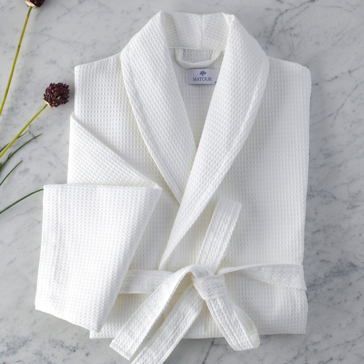 White Waffle Weave Robe by Matouk | Matouk Robes at Fig Linens and Home