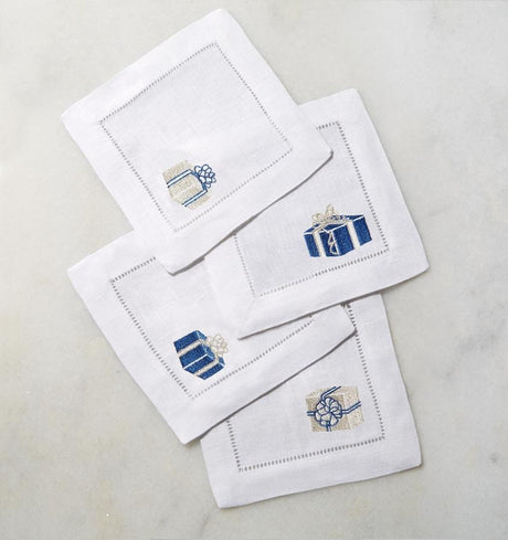 Blue & Silver Holiday Cocktail Napkins by Sferra | Fig Linens