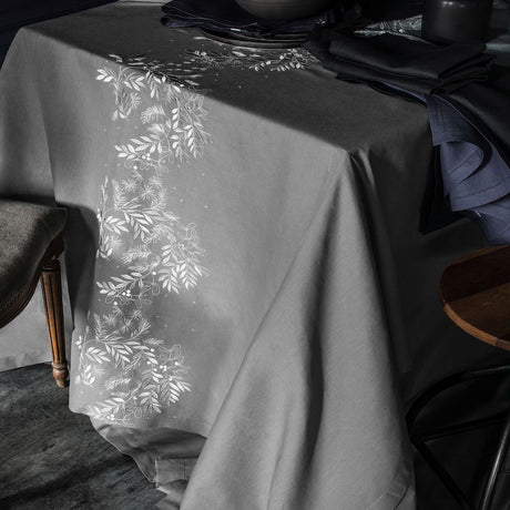 Saisons Dark Dove Tablecloth and Table Runner by Alexandre Turpault | Fig Linens