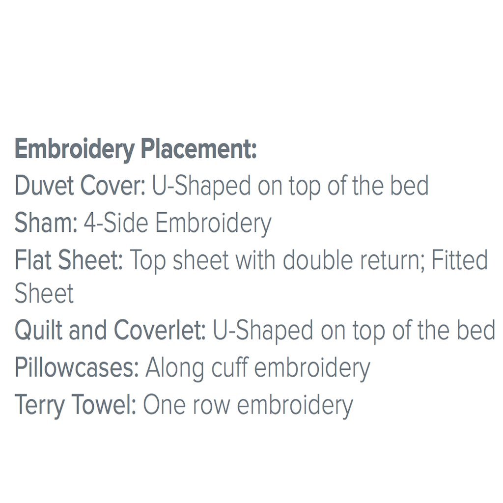 Fig Linens - Versilia Embroidered Bedding by Dea Fine Linens  - Embroidery Placement 