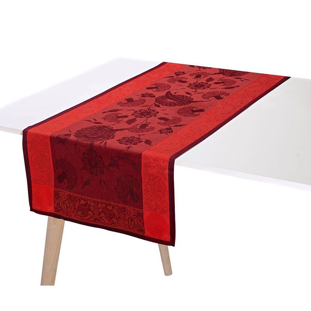 Ottomane Burgundy Table Runner by Le Jacquard Français | Fig Linens