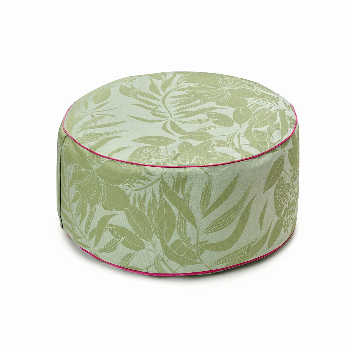 Fig Linens - Le Jacquard Francais Nature Urbaine Green Outdoor Pouf