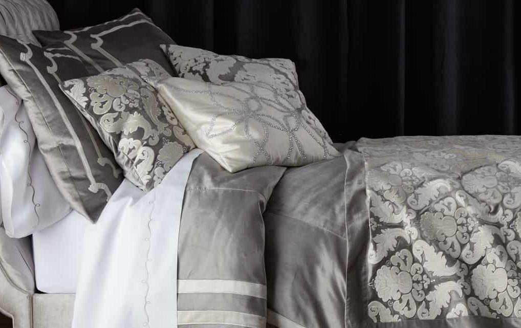 Fig Linens - Lili Alessandra Bedding -  Versailles Silver Velvet Bedding