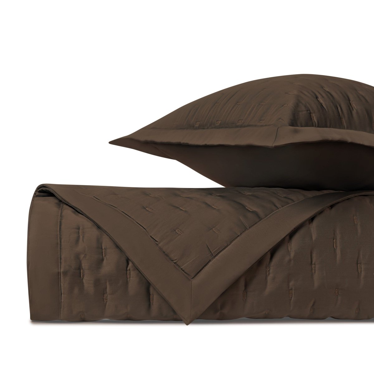 FIL COUPE Quilted Coverlet in Chocolate by Home Treasures at Fig Linens and Home