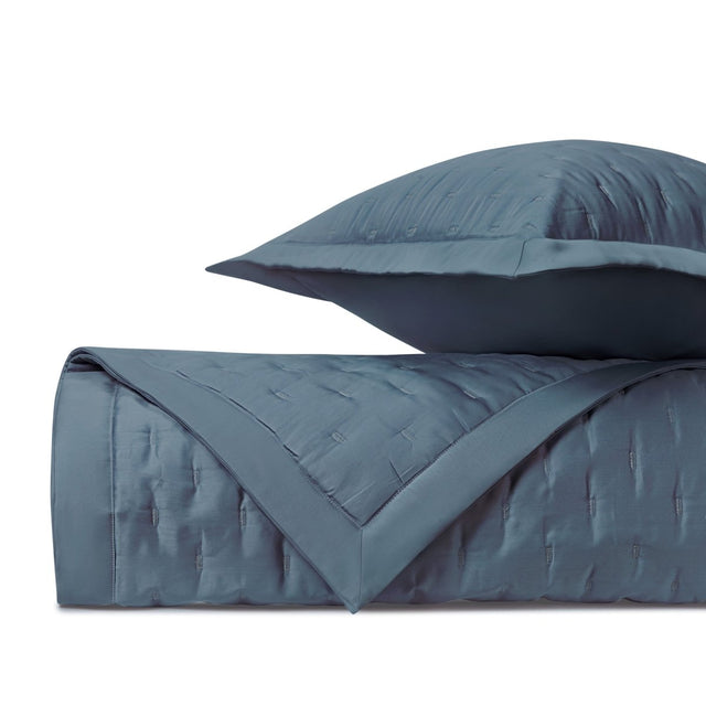 FIL COUPE Quilted Coverlet in Slate Blue by Home Treasures at Fig Linens and Home