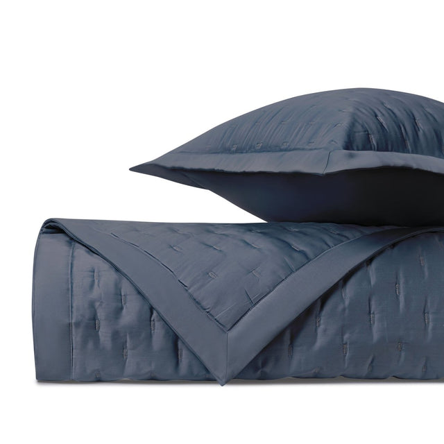 FIL COUPE Quilted Coverlet in Stone Blue by Home Treasures at Fig Linens and Home