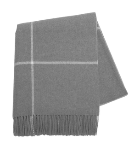 Gray Windowpane Cashmere Throw by Lands Downunder