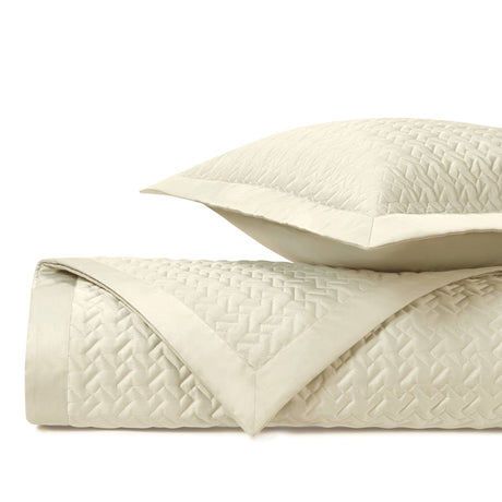 HOUNDSTOOTH Quilted Coverlet in Ivory by Home Treasures at Fig Linens and Home