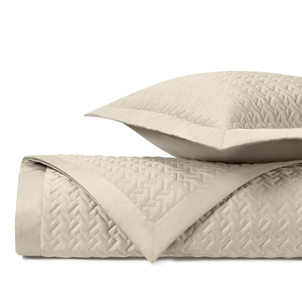 HOUNDSTOOTH Quilted Coverlet in Khaki by Home Treasures at Fig Linens and Home