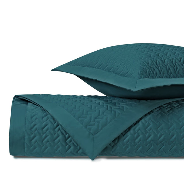 HOUNDSTOOTH Quilted Coverlet in Teal by Home Treasures at Fig Linens and Home