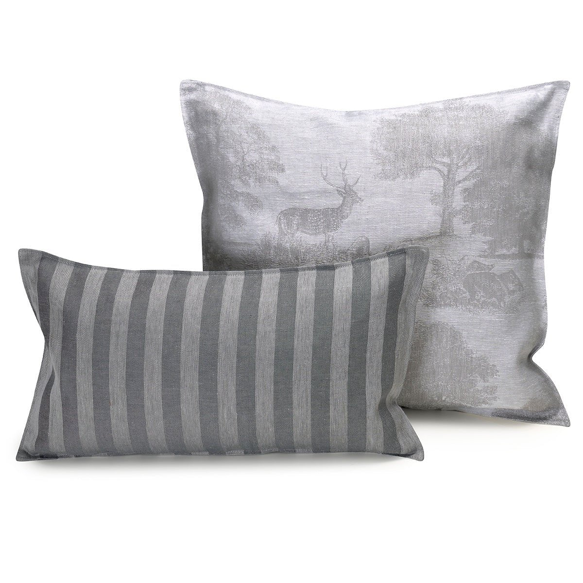 Throw Pillows - Souveraine silver cushion cover by Le Jacquard Francais in 2 Sizes