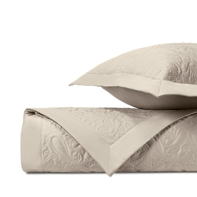 KASHMIR Quilted Coverlet in Khaki by Home Treasures at Fig Linens and Home