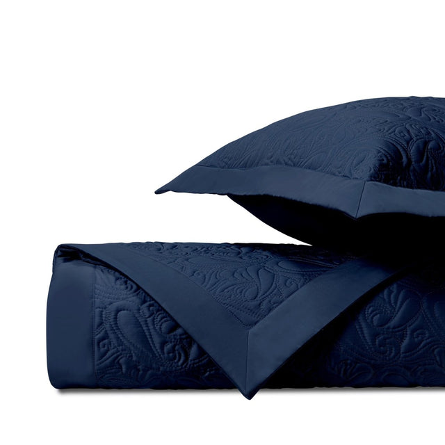 KASHMIR Quilted Coverlet in Navy Blue by Home Treasures at Fig Linens and Home