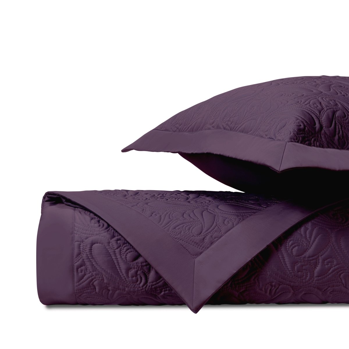 KASHMIR Quilted Coverlet in Purple by Home Treasures at Fig Linens and Home