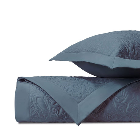 KASHMIR Quilted Coverlet in Slate Blue by Home Treasures at Fig Linens and Home