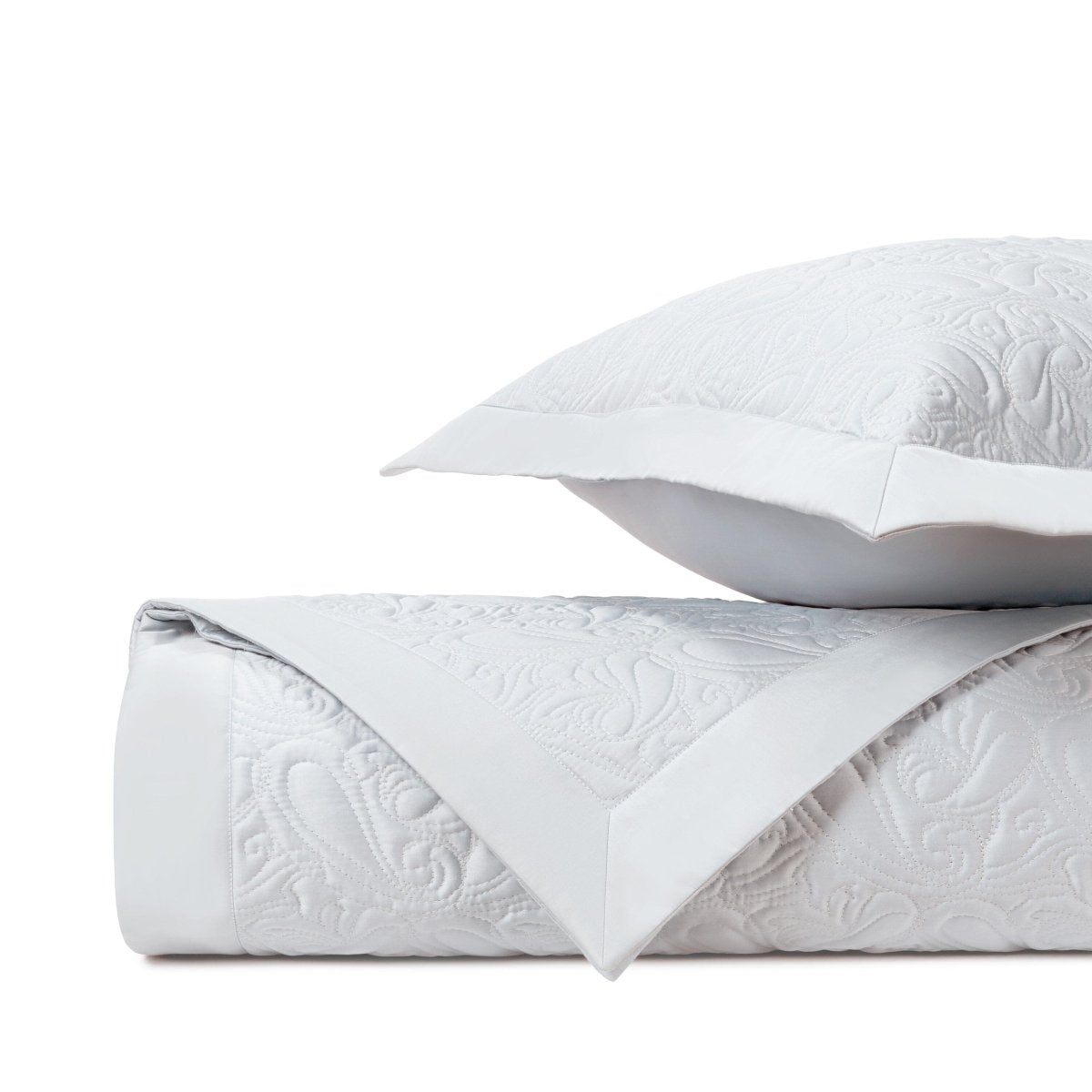 KASHMIR Quilted Coverlet in White by Home Treasures at Fig Linens and Home