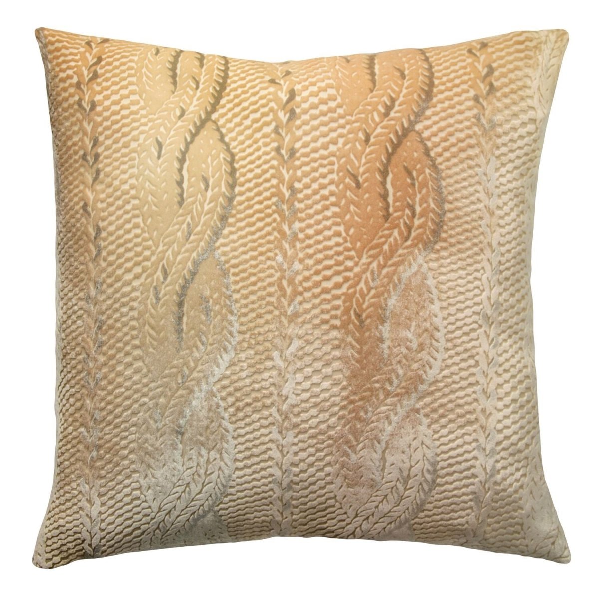 Gold Beige Cable Knit Decorative Pillow by Kevin O'Brien Studio