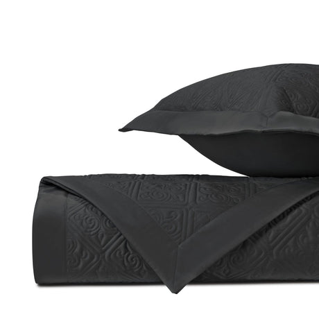 LAUREL Quilted Coverlet in Black by Home Treasures at Fig Linens and Home