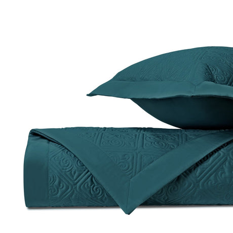 LAUREL Quilted Coverlet in Teal by Home Treasures at Fig Linens and Home