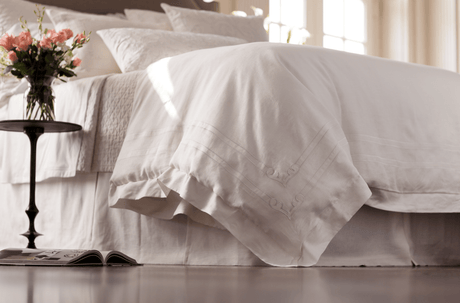 Lili Alessandra Casablanca White Linen Duvet Cover