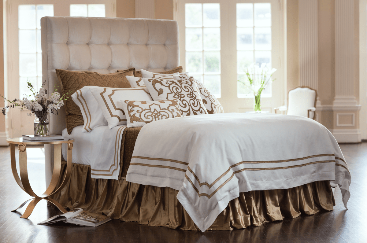 Lili Alessandra at Fig Linens - Soho White and Straw Sheets