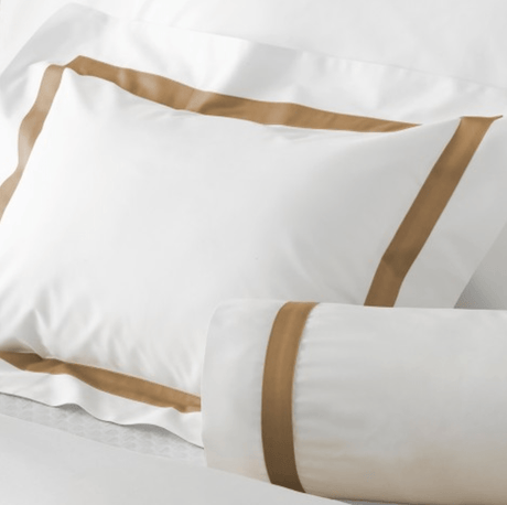 Lowell Bronze on White - Matouk Fine Linens Bedding