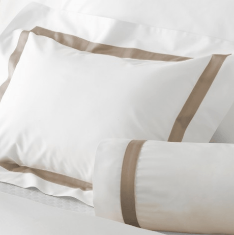 Lowell White/Khaki Bedding by Matouk - Fig Linens