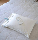 Sleep Mask and Pillowcase Set-Cream/Light blue accent | Mer Sea - Gift Set at Fig Linens and Home