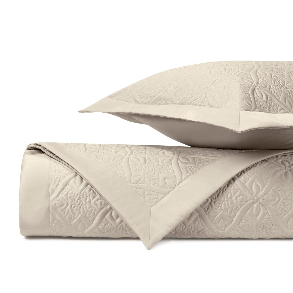 MYSTIQUE Quilted Coverlet in Khaki by Home Treasures at Fig Linens and Home