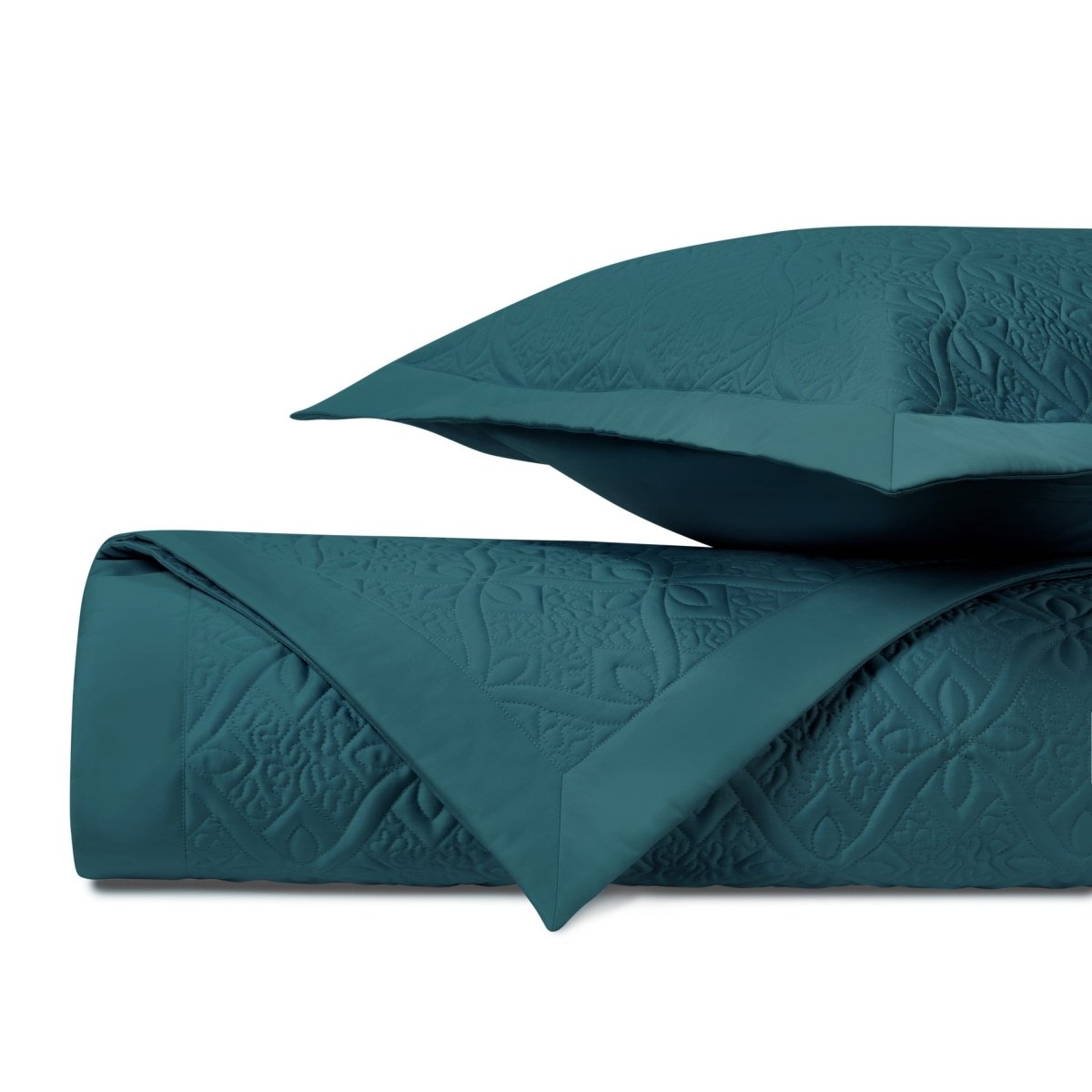 MYSTIQUE Quilted Coverlet in Teal by Home Treasures at Fig Linens and Home