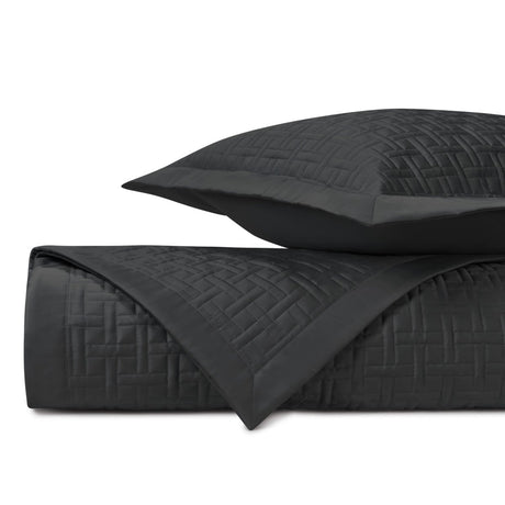 PARQUET Quilted Coverlet in Black by Home Treasures at Fig Linens and Home