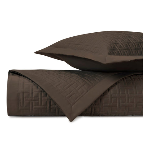 PARQUET Quilted Coverlet in Chocolate by Home Treasures at Fig Linens and Home