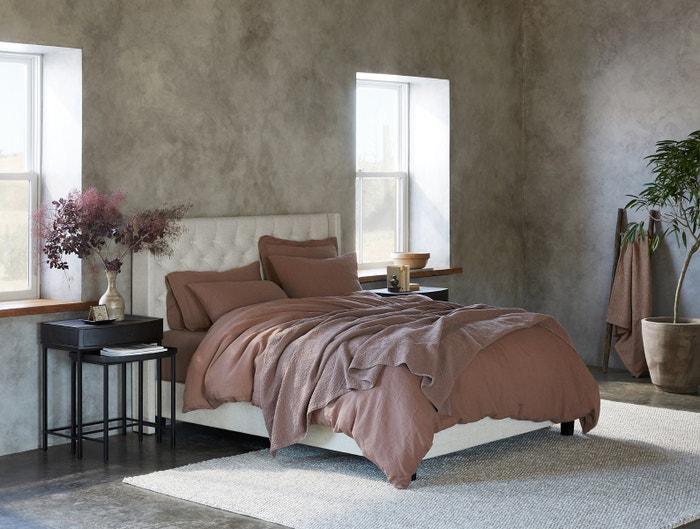 Fig Linens - Coyuchi Organic Linen Chambray Bedding - Redwood - Lifestyle