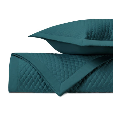 RAINDROP Quilted Coverlet in Teal by Home Treasures at Fig Linens and Home