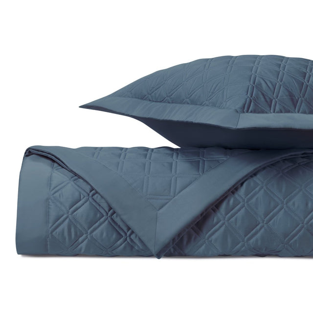 RENAISSANCE Quilted Coverlet in Slate Blue by Home Treasures at Fig Linens and Home