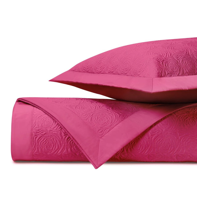 ROSES Quilted Coverlet in Bright Pink by Home Treasures at Fig Linens and Home