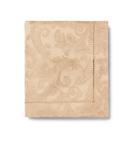 Sferra Acanthus Table Linens - elegant Parchment Tan Tablecloths at Fig Linens and Home