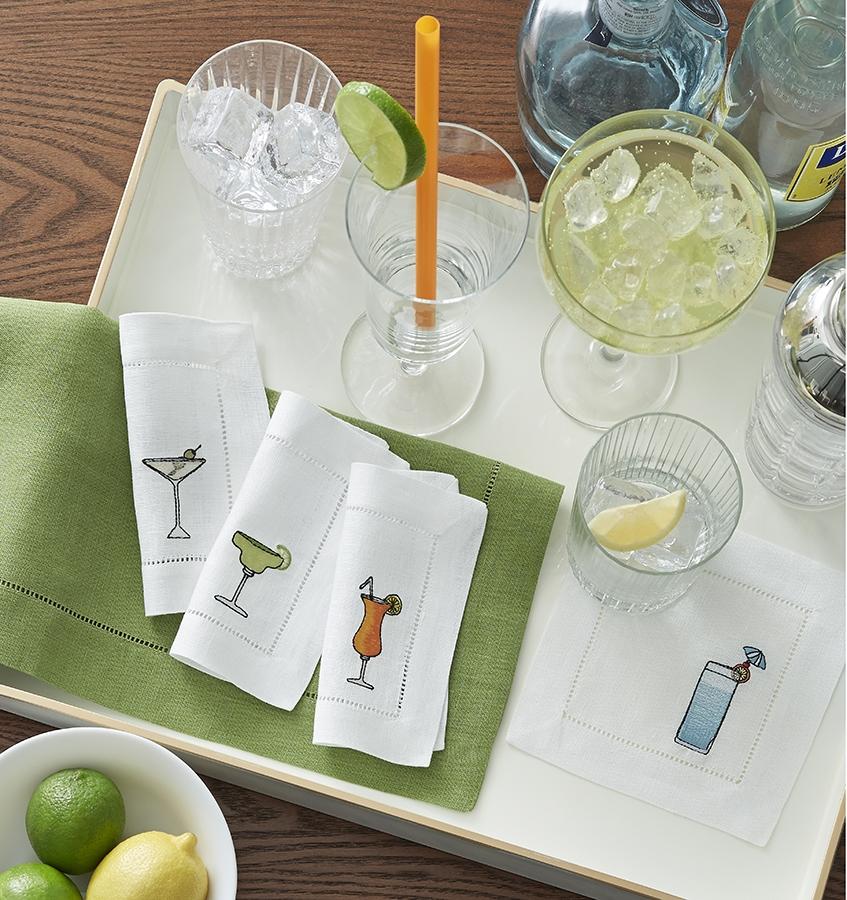 Bevande Embroidered Cocktail Napkins by Sferra Fig Linens