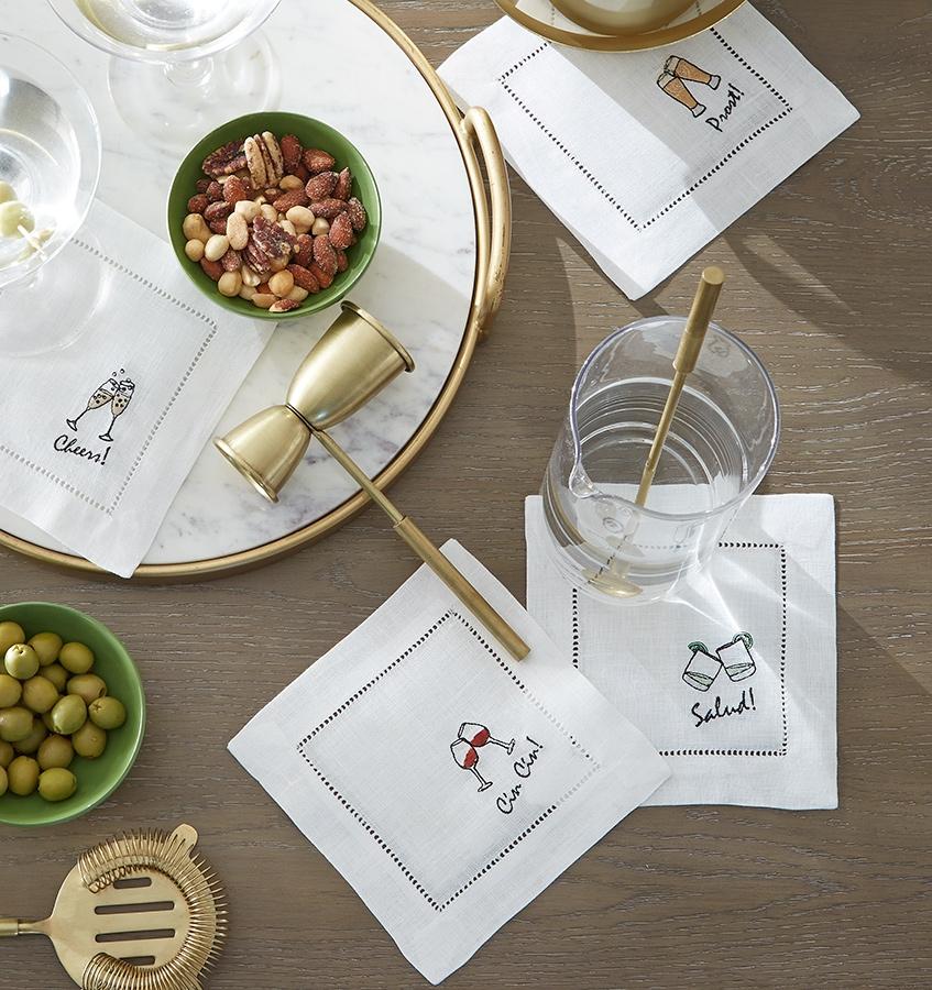 Cheers Cocktail Napkins by Sferra Fig Linens