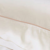 Detail of Pink Stitching on Pom Pom at Home Sheena Bamboo Bedding | Bed Sheets and Duvet Covers